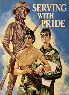Serving with Pride - Minuteman on the left rear with a female soldier in front and a female airman to the right rear